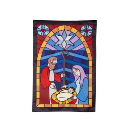 Christmas - Stained Glass Applique House Flag