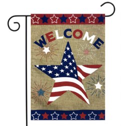 Patriotic - American Star Burlap Garden Flag