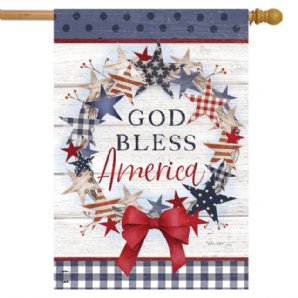 Patriotic - American Wreath House Banner - Printed