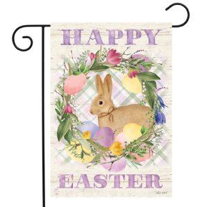 Easter - Bunny Easter Wreath Burlap Garden Flag