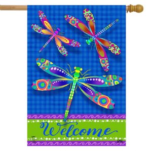 Insects - Colorful Dragonflies House Flag - Printed