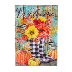 Fall - Fall Welcome Boots Moire House Flag