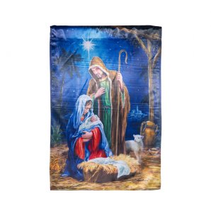 Christmas - Holy Night Nativity Lustre House Flag