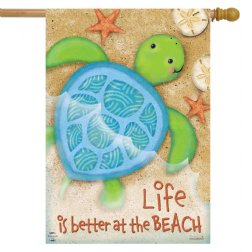 Summer - Life Is Better Turtle House Flag - Printed