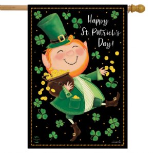 St. Patrick's Day - Lucky Gold Leprechaun House Flag - Printed