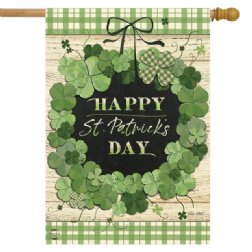 St. Patrick's Day - Lucky Wreath House Flag - Printed