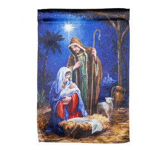 Christmas - Holy Night Nativity Lustre Garden Flag