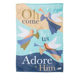 Christmas - Oh Come Let Us Adore Him Suede Garden Flag