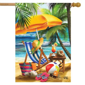 Summer - Welcome to Paradise Beach House Flag - Printed