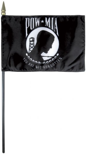 4"x6" POWMIA-Single Reverse, Mounted (Desk), Black Staff