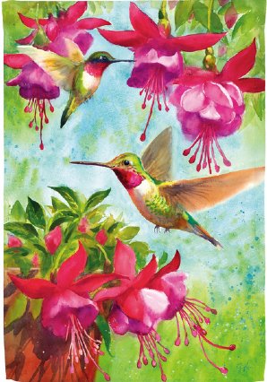 Spring - Fuchsia Hummingbird Suede House Flag