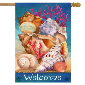 Summer - Seashell Welcome House Flag - Printed