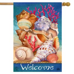 Summer - Seashell Welcome House Flag - Printed