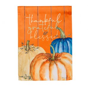 Thanksgiving - Thankful, Grateful and Blessed Suede House Flag